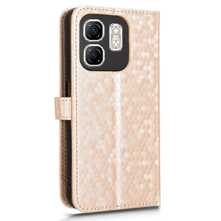 For Infinix Hot 50i 4G  /  Smart 9 4G Wallet Case Dot Pattern Imprint PU Leather Phone Cover - Rose Gold