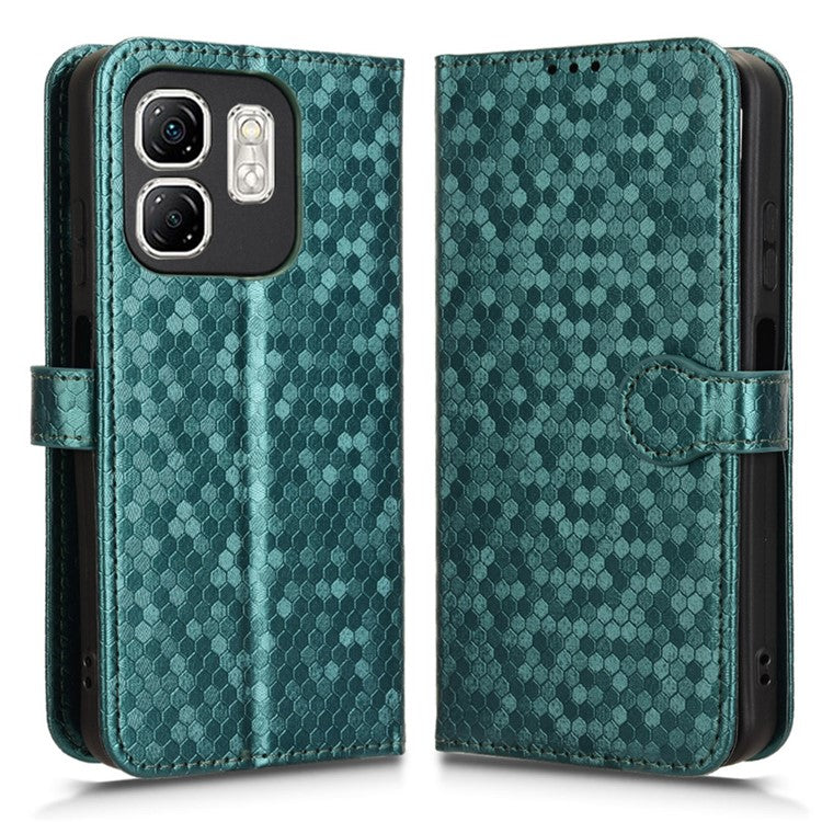 For Infinix Hot 50i 4G  /  Smart 9 4G Wallet Case Dot Pattern Imprint PU Leather Phone Cover - Green