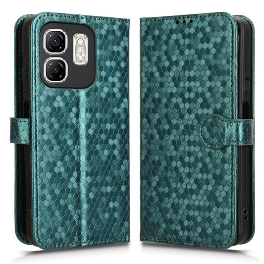 For Infinix Hot 50i 4G  /  Smart 9 4G Wallet Case Dot Pattern Imprint PU Leather Phone Cover - Green