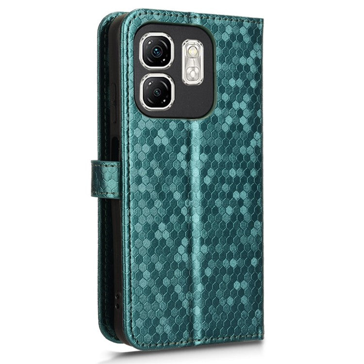 For Infinix Hot 50i 4G  /  Smart 9 4G Wallet Case Dot Pattern Imprint PU Leather Phone Cover - Green