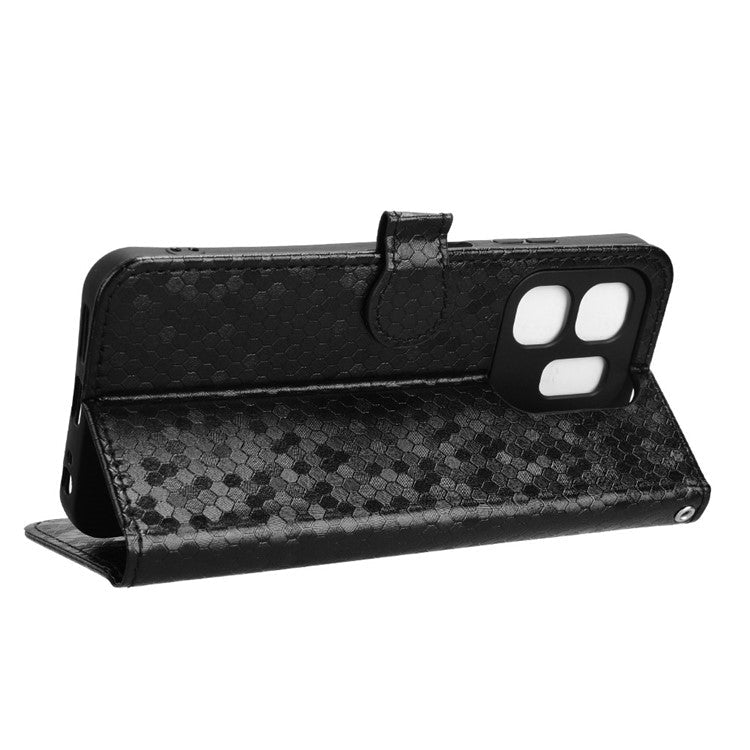 For Infinix Hot 50i 4G  /  Smart 9 4G Wallet Case Dot Pattern Imprint PU Leather Phone Cover - Black