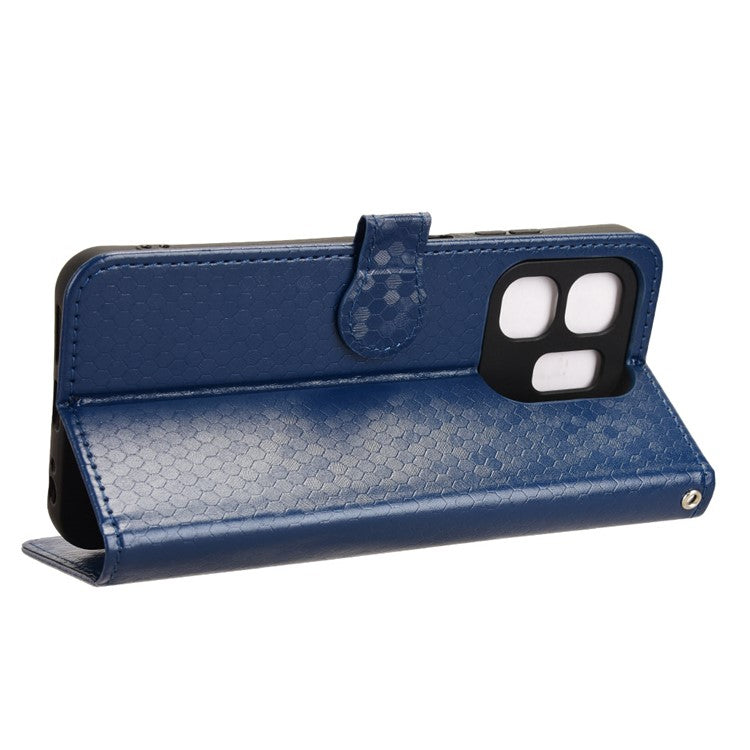 For Infinix Hot 50i 4G  /  Smart 9 4G Wallet Case Dot Pattern Imprint PU Leather Phone Cover - Dark Blue