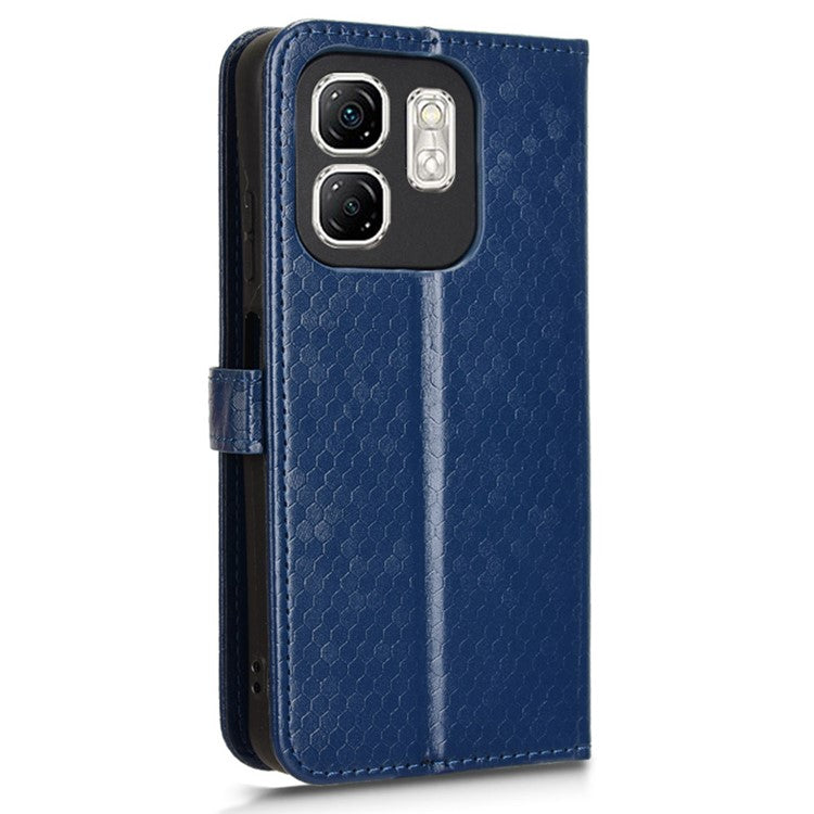 For Infinix Hot 50i 4G  /  Smart 9 4G Wallet Case Dot Pattern Imprint PU Leather Phone Cover - Dark Blue