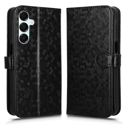 For Samsung Galaxy A16 5G / A16 4G Wallet Case Dot Pattern Imprint PU Leather Phone Cover - Black