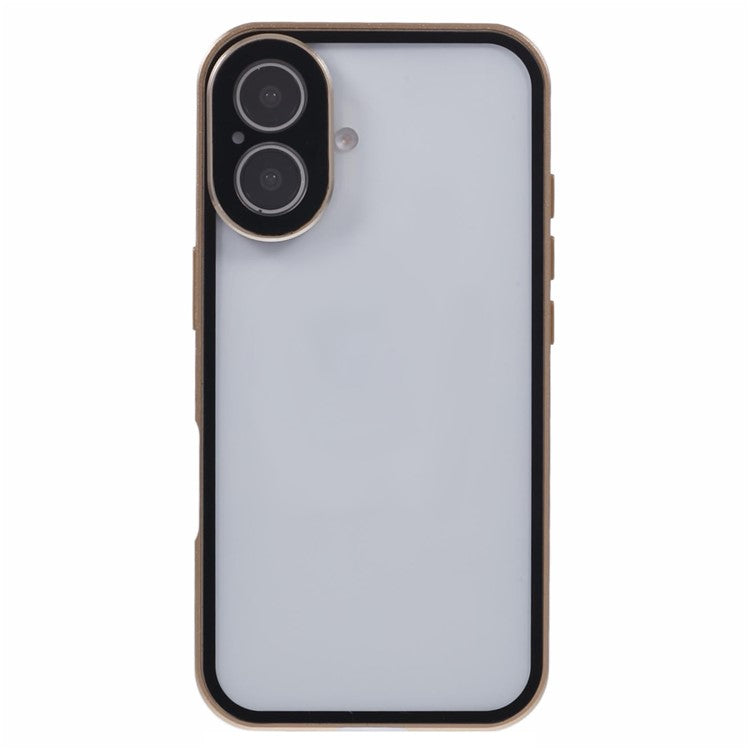 For iPhone 16 Case Magnetic Adsorption Double Sides Tempered Glass+Metal Phone Cover with Buckle - Gold