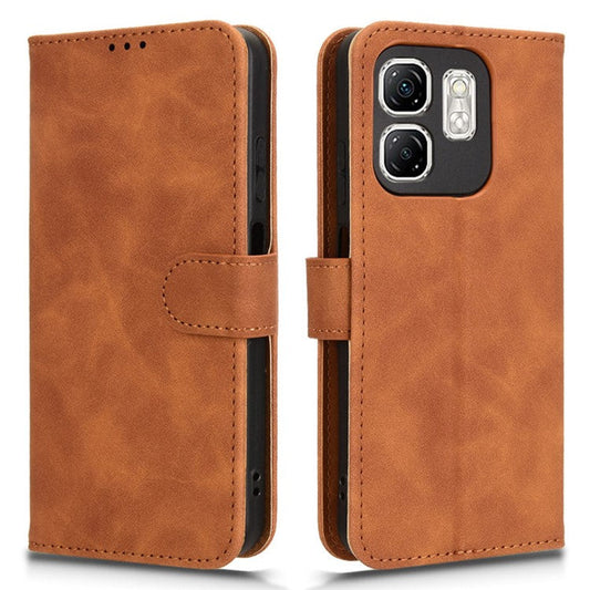 For Infinix Smart 9 4G  /  Hot 50i 4G Leather Case Skin-Feel Anti-Drop Wallet Flip Phone Cover - Brown