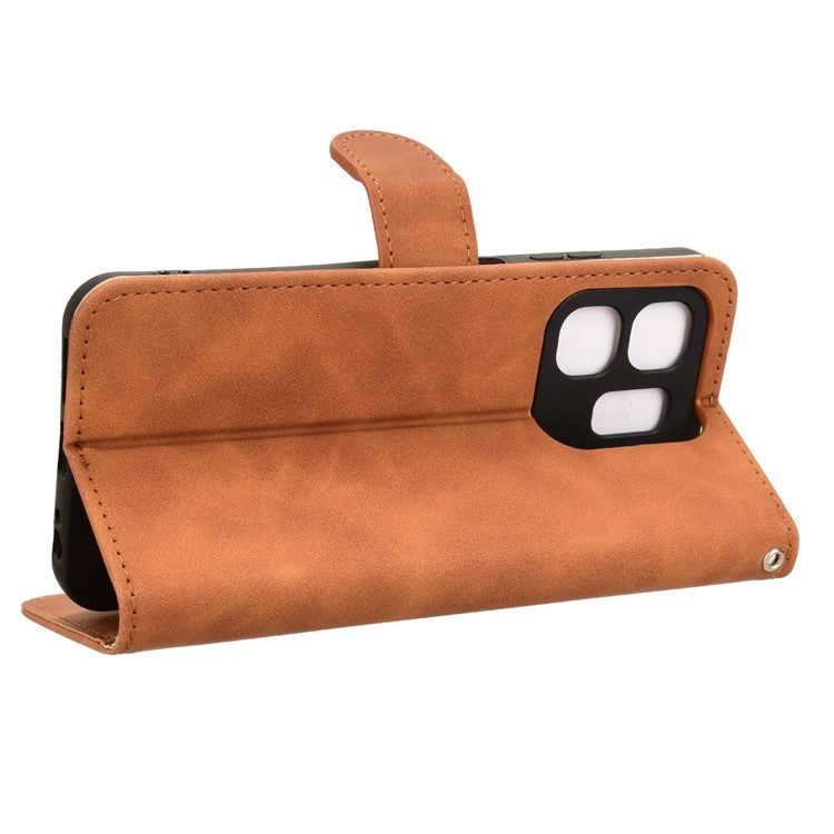 For Infinix Smart 9 4G  /  Hot 50i 4G Leather Case Skin-Feel Anti-Drop Wallet Flip Phone Cover - Brown