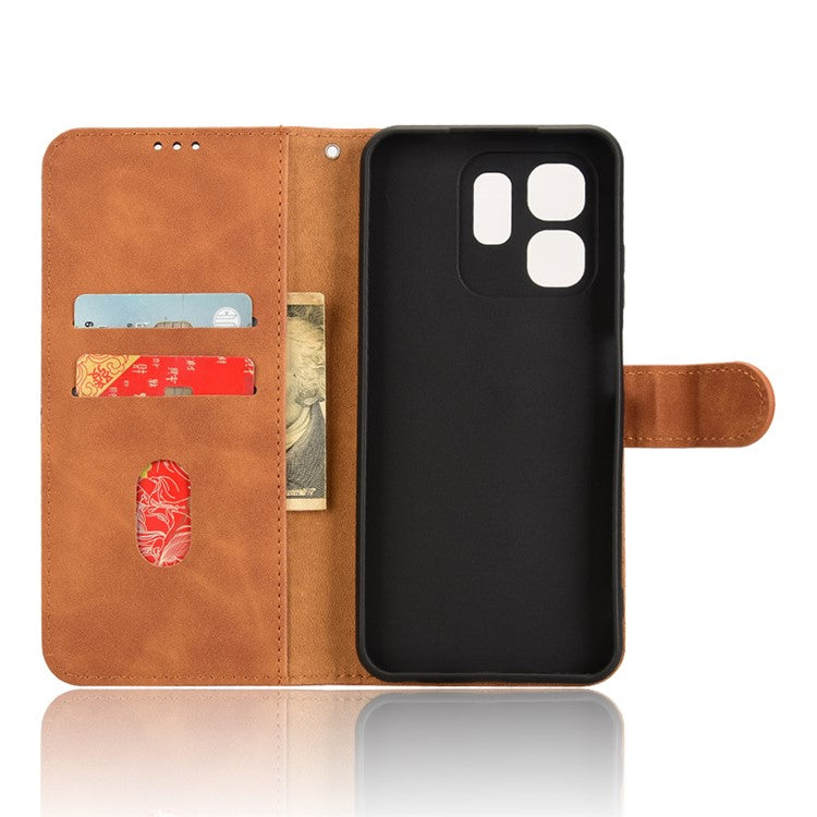 For Infinix Smart 9 4G  /  Hot 50i 4G Leather Case Skin-Feel Anti-Drop Wallet Flip Phone Cover - Brown