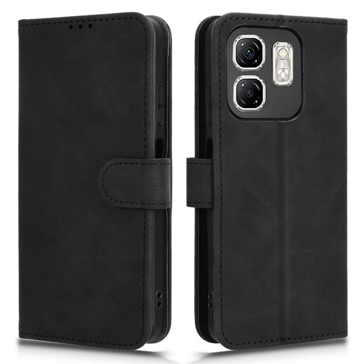 For Infinix Smart 9 4G  /  Hot 50i 4G Leather Case Skin-Feel Anti-Drop Wallet Flip Phone Cover - Black