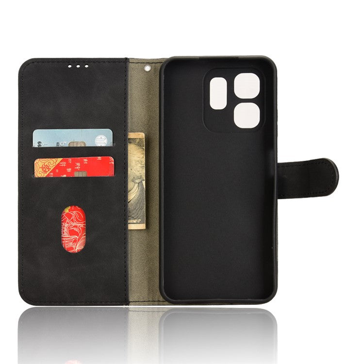 For Infinix Smart 9 4G  /  Hot 50i 4G Leather Case Skin-Feel Anti-Drop Wallet Flip Phone Cover - Black