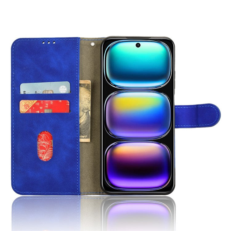For Infinix Smart 9 4G  /  Hot 50i 4G Leather Case Skin-Feel Anti-Drop Wallet Flip Phone Cover - Blue