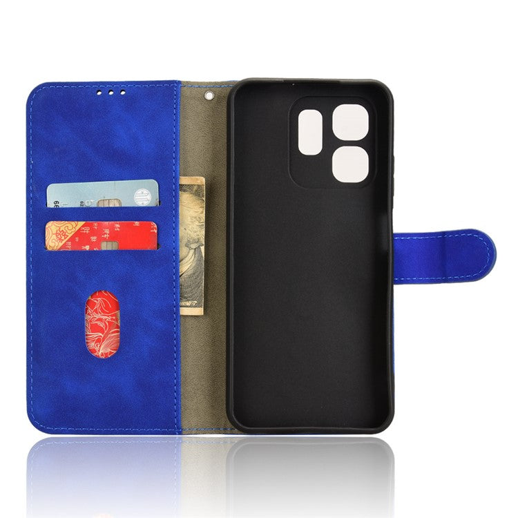 For Infinix Smart 9 4G  /  Hot 50i 4G Leather Case Skin-Feel Anti-Drop Wallet Flip Phone Cover - Blue