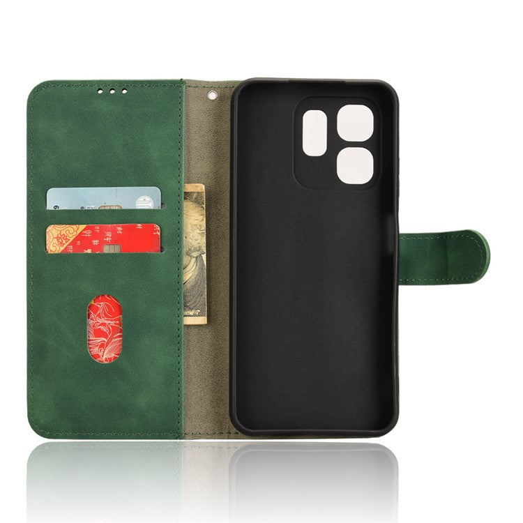For Infinix Smart 9 4G  /  Hot 50i 4G Leather Case Skin-Feel Anti-Drop Wallet Flip Phone Cover - Green