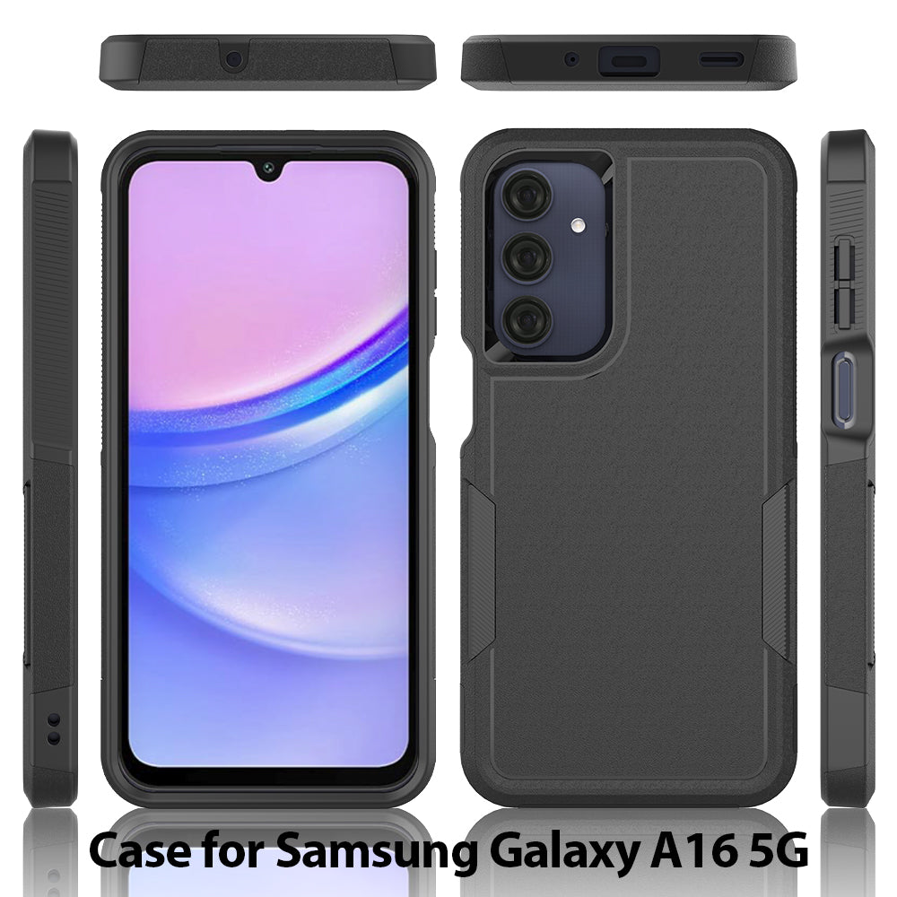 For Samsung Galaxy A16 5G / A16 4G Case 2-in-1 PC+TPU Shockproof Phone Cover - Black