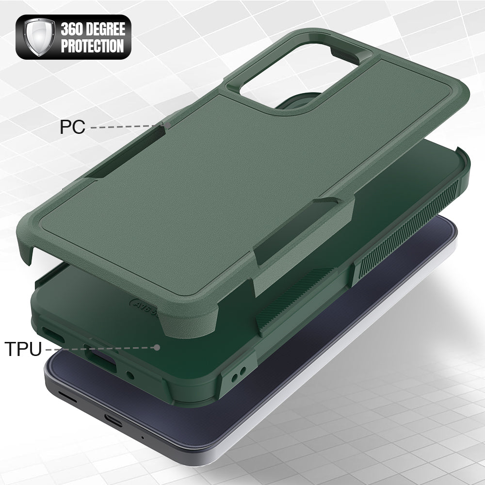 For Samsung Galaxy A16 5G / A16 4G Case 2-in-1 PC+TPU Shockproof Phone Cover - Dark Green