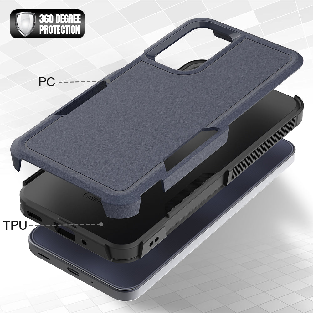 For Samsung Galaxy A16 5G / A16 4G Case 2-in-1 PC+TPU Shockproof Phone Cover - Dark Blue