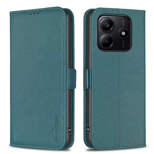 BINFEN COLOR BF31 For Xiaomi Redmi Note 14 5G Case PU Leather Flip Folio Phone Wallet Cover - Green