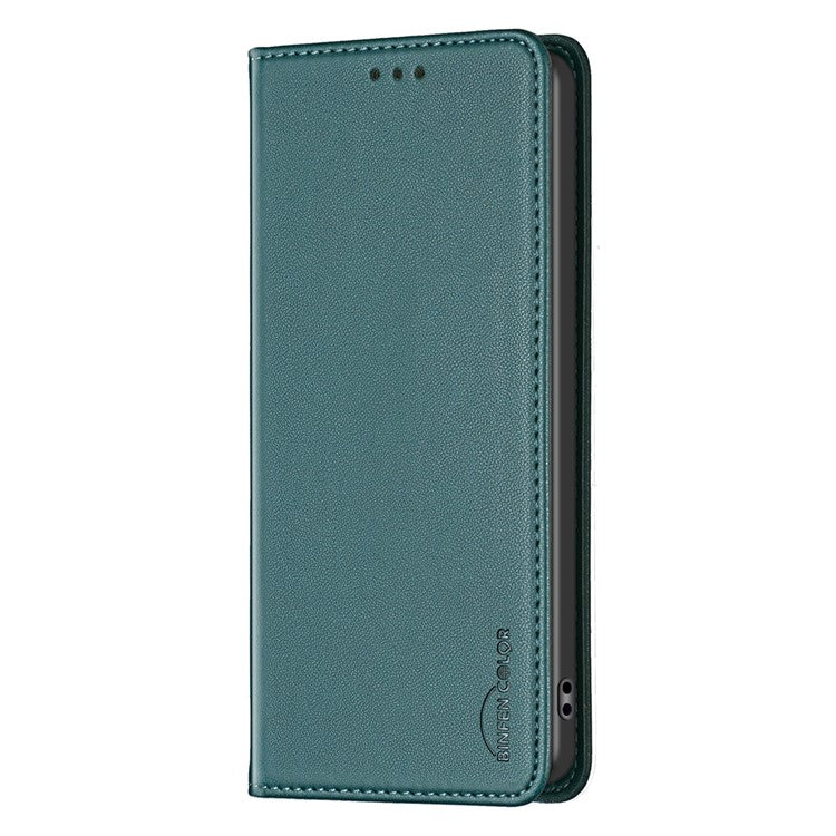 BINFEN COLOR BF18 For Xiaomi Redmi Note 14 5G Leather Case Card Slots Phone Cover - Green