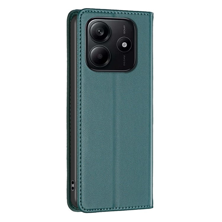 BINFEN COLOR BF18 For Xiaomi Redmi Note 14 5G Leather Case Card Slots Phone Cover - Green