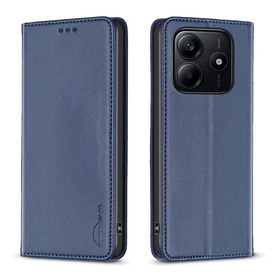 BINFEN COLOR BF18 For Xiaomi Redmi Note 14 5G Leather Case Card Slots Phone Cover - Blue