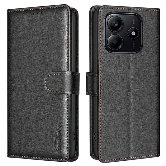 BINFEN COLOR BF32 For Xiaomi Redmi Note 14 5G Leather Case Wallet RFID Blocking Phone Cover - Black