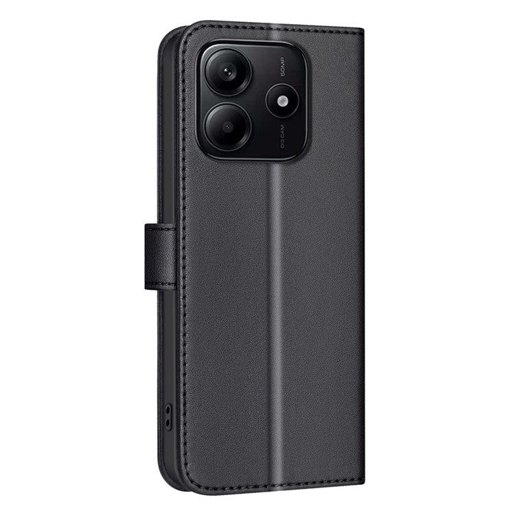 BINFEN COLOR BF34 for Xiaomi Redmi Note 14 5G Leather Case Wallet Square Grid Phone Cover - Black