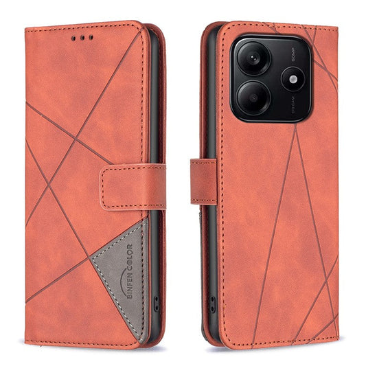 BINFEN COLOR BF05 For Xiaomi Redmi Note 14 5G Case Leather Phone Cover Wallet Stand - Brown