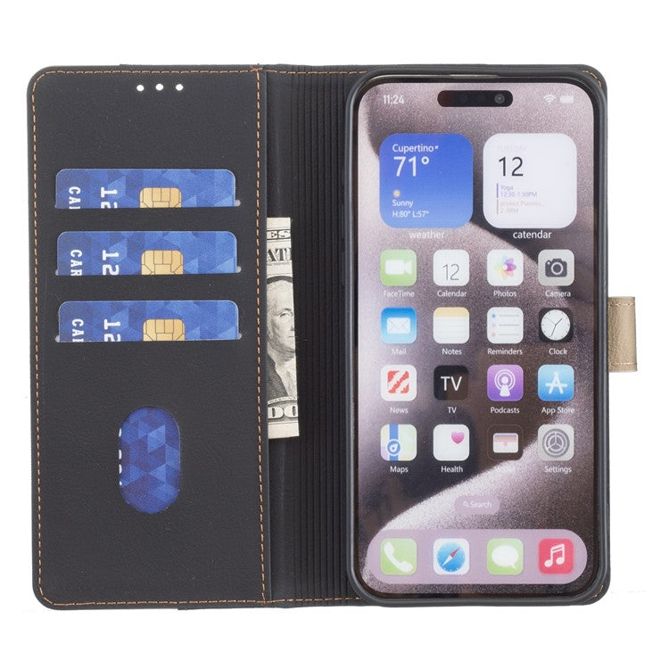 BINFEN COLOR BF33 for Xiaomi Redmi Note 14 5G Leather Case Splicing Color RFID Blocking - Black