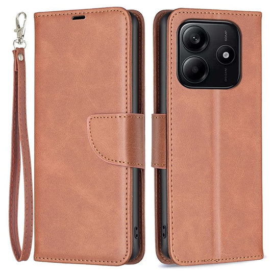 For Xiaomi Redmi Note 14 5G Case Shockproof PU Leather Cover with Wallet Card Slots - Brown
