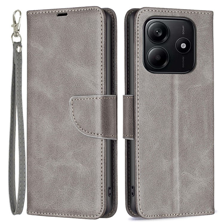 For Xiaomi Redmi Note 14 5G Case Shockproof PU Leather Cover with Wallet Card Slots - Grey