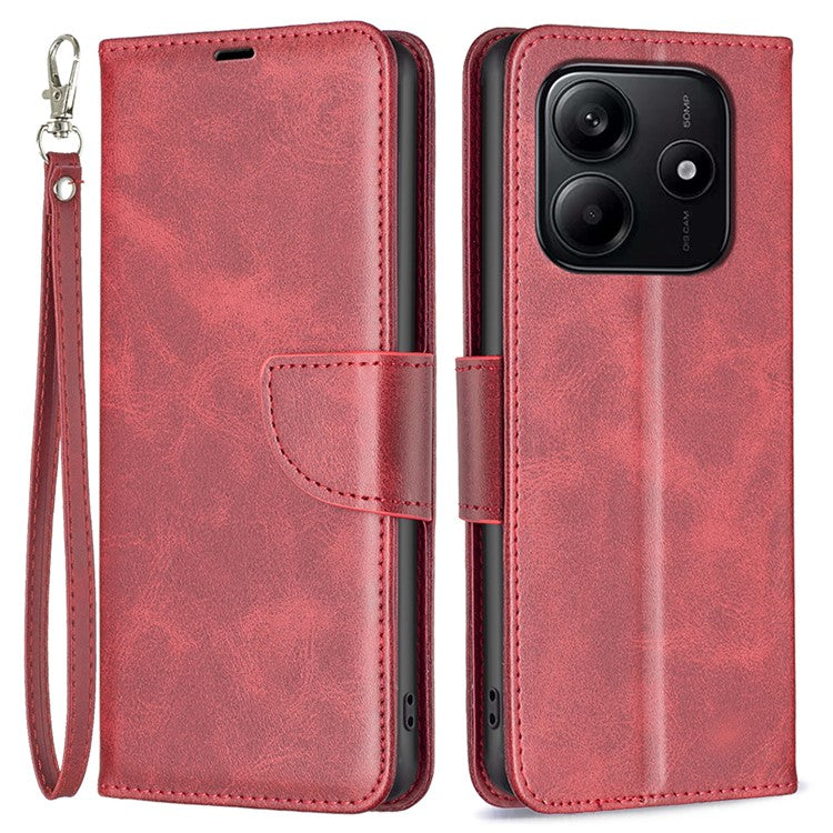 For Xiaomi Redmi Note 14 5G Case Shockproof PU Leather Cover with Wallet Card Slots - Red