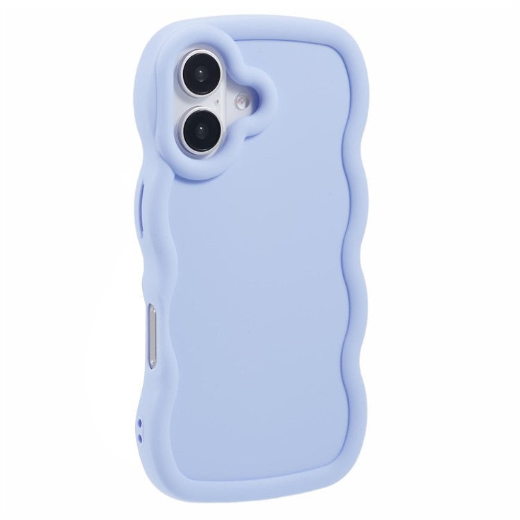 WANLONFENG XL Series for iPhone 16 Case Wave Edge TPU Cover with Tempered Glass Film - Light Purple