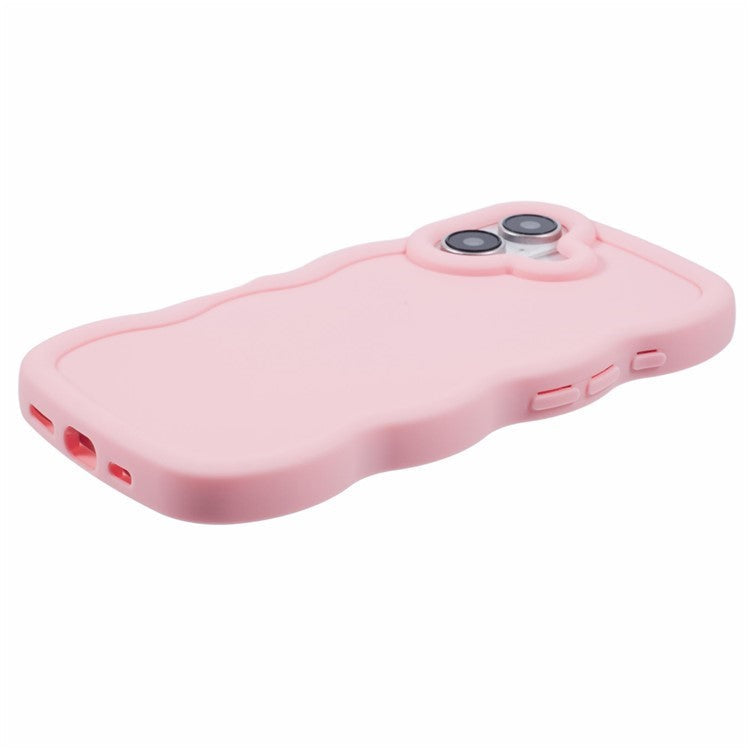WANLONFENG XL Series for iPhone 16 Case Wave Edge TPU Cover with Tempered Glass Film - Light Purple