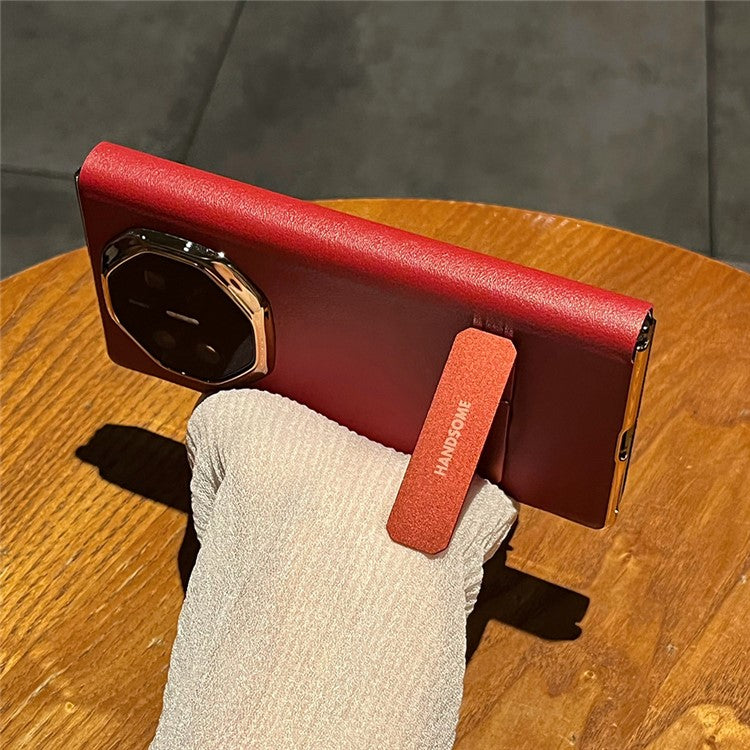 For Huawei Mate XT Ultimate Case Kickstand Electroplating PU Leather+PC Phone Cover - Red