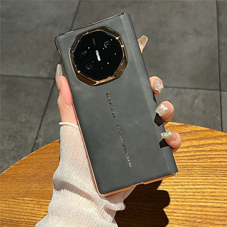 For Huawei Mate XT Ultimate Case Sheepskin Leather+PC Phone Cover - Black