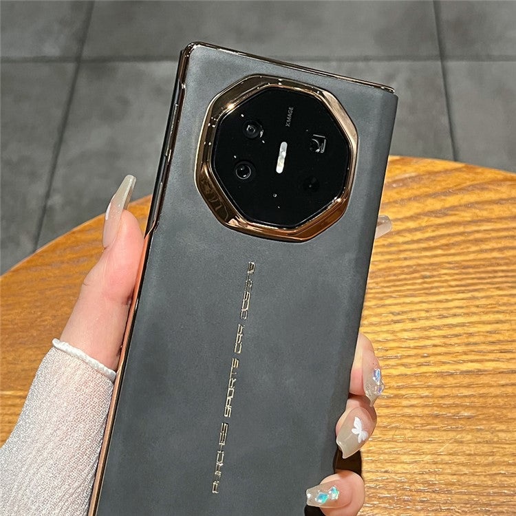 For Huawei Mate XT Ultimate Case Sheepskin Leather+PC Phone Cover - Black