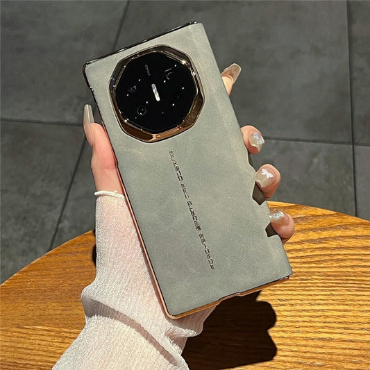 For Huawei Mate XT Ultimate Case Sheepskin Leather+PC Phone Cover - Grey