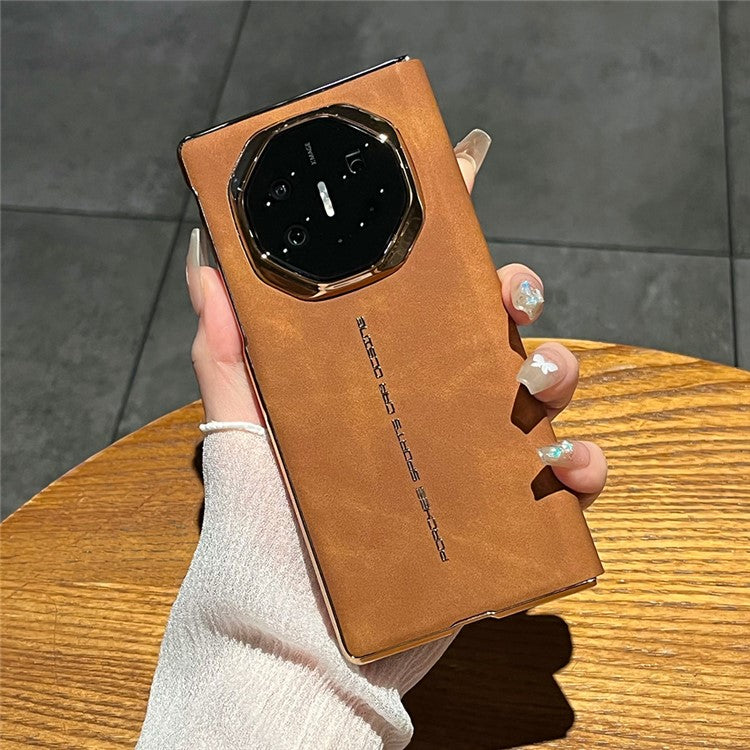For Huawei Mate XT Ultimate Case Sheepskin Leather+PC Phone Cover - Brown
