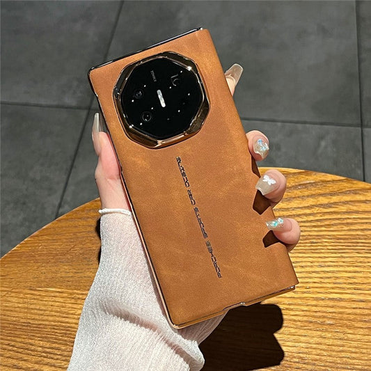 For Huawei Mate XT Ultimate Case Sheepskin Leather+PC Phone Cover - Brown