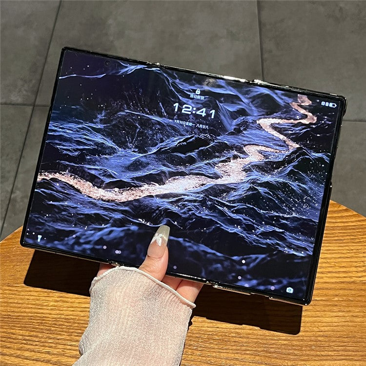 For Huawei Mate XT Ultimate Case Sheepskin Leather+PC Phone Cover - Brown