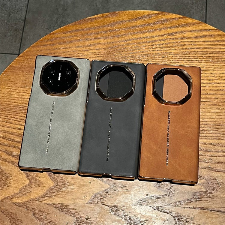 For Huawei Mate XT Ultimate Case Sheepskin Leather+PC Phone Cover - Brown