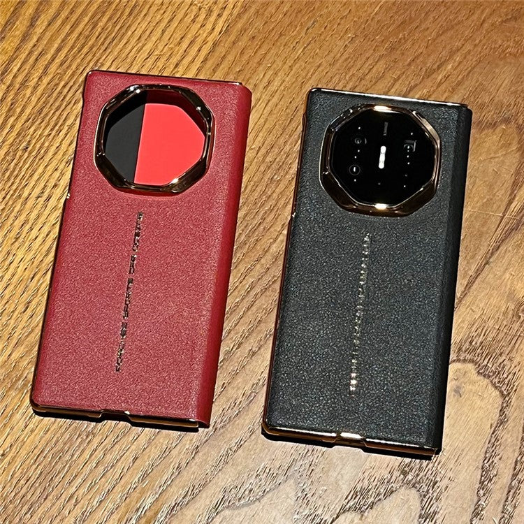 For Huawei Mate XT Ultimate Case Electroplating PU Leather+PC Phone Cover - Black