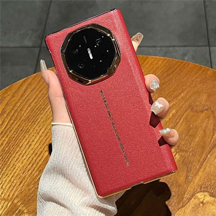 For Huawei Mate XT Ultimate Case Electroplating PU Leather+PC Phone Cover - Red