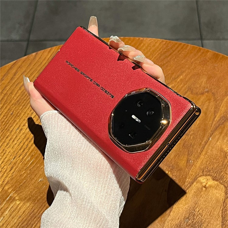 For Huawei Mate XT Ultimate Case Electroplating PU Leather+PC Phone Cover - Red