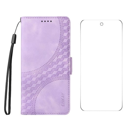 For Google Pixel 9 Pro ENKAY Starry Sky Pattern PU Leather Case Wallet Shockproof Phone Cover with Screen Film - Purple
