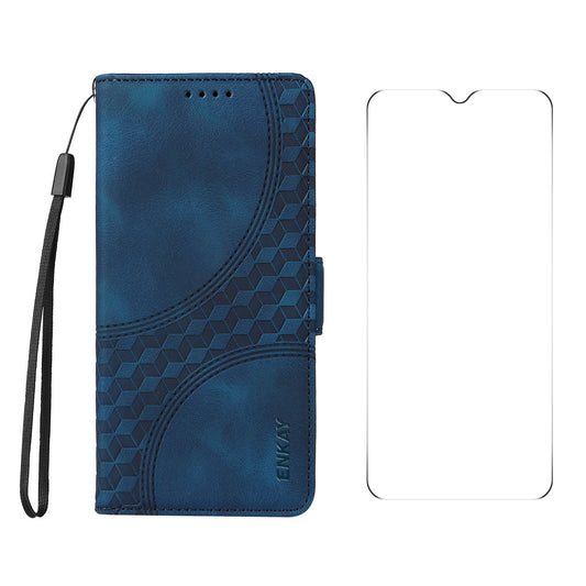 For Samsung Galaxy A16 5G / A16 4G ENKAY Starry Sky Pattern PU Leather Case Wallet Shockproof Phone Cover with Screen Film - Blue