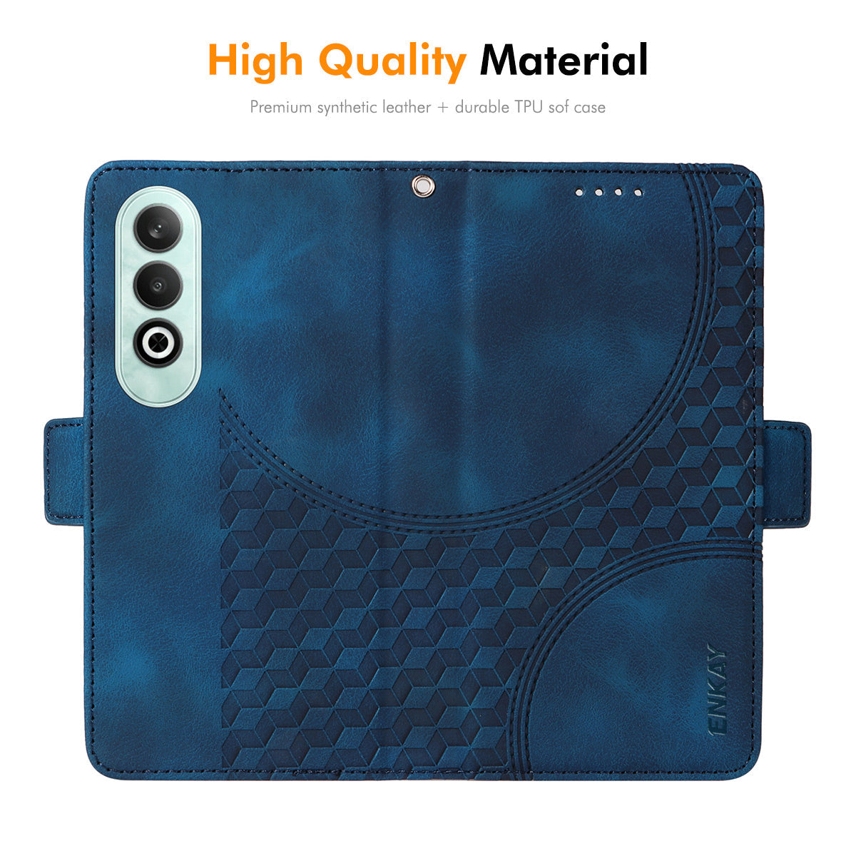 For OnePlus Nord CE4 5G ENKAY Starry Sky Pattern PU Leather Case Wallet Shockproof Phone Cover with Screen Film - Blue
