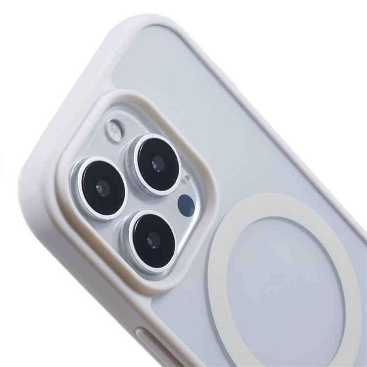 For iPhone 16 Pro Case Compatible with MagSafe Shockproof PC+TPU Clear Phone Cover - White