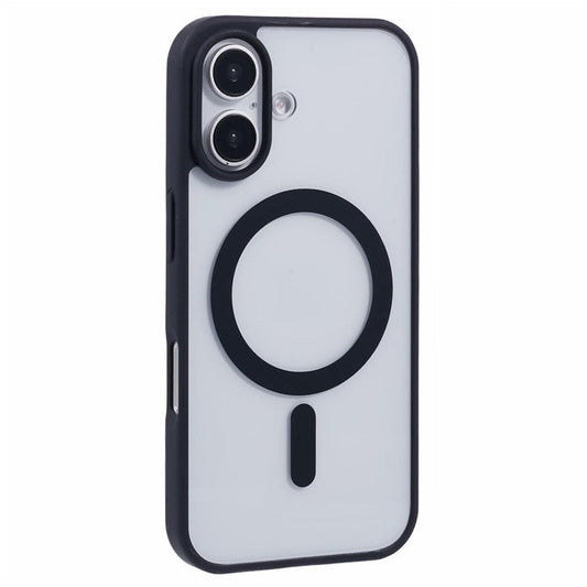 For iPhone 16 Case Compatible with MagSafe Shockproof PC+TPU Clear Phone Cover - Black