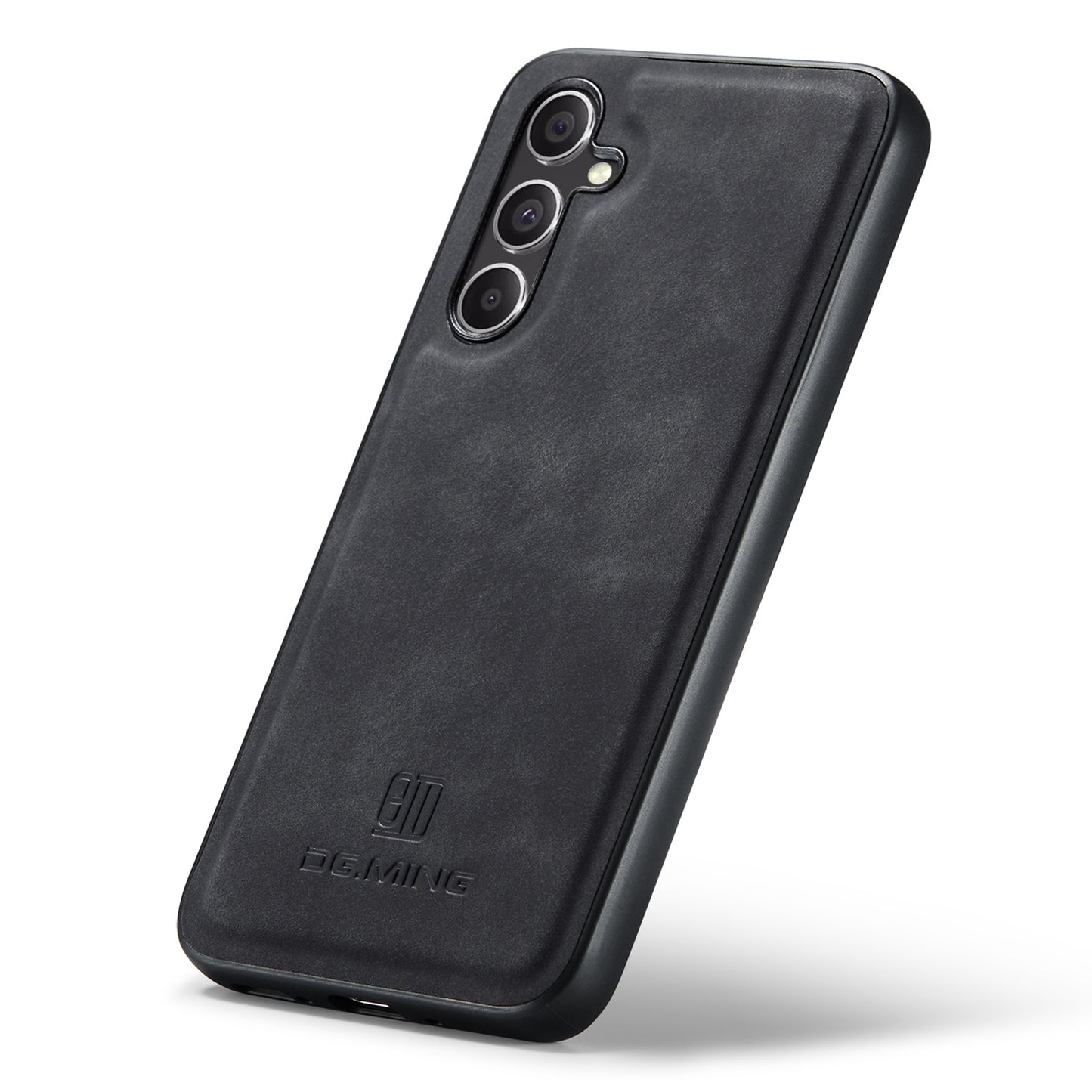 DG.MING For Samsung Galaxy A16 5G / A16 4G Case PU Leather Covered PC+TPU Hybrid Phone Shell - Black